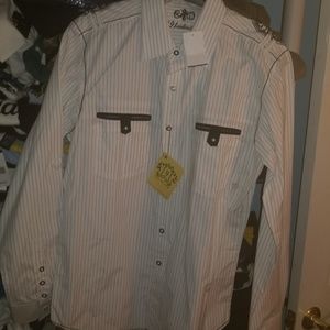 191 Unlimited Striped Button Front Shirt Sz M NWT